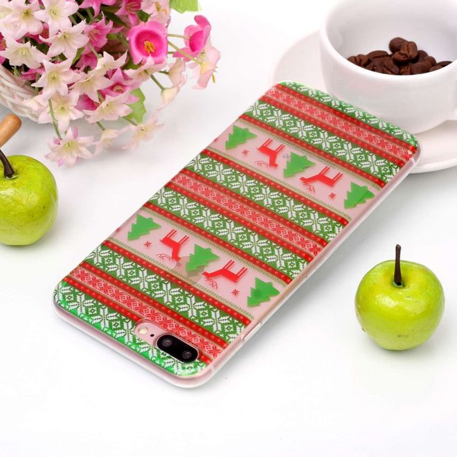 iPhone 8 Plus / 7 Plus Phone Case - Plastic Case - Reindeer and Christmas Pattern
