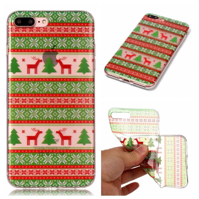 iPhone 8 Plus / 7 Plus Phone Case - Plastic Case - Reindeer and Christmas Pattern
