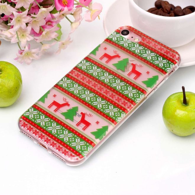 iPhone SE / 8 / 7 Handy Hülle - Case aus Plastik - Rentiere und Weihnachtsmuster