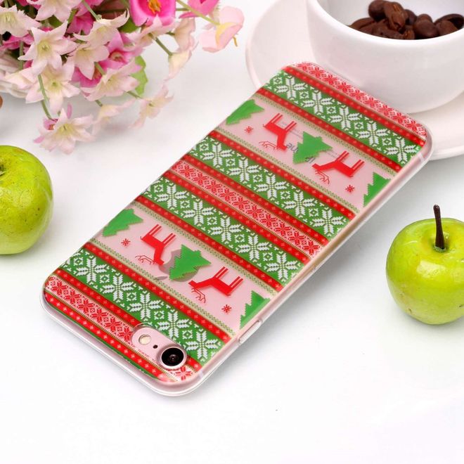 iPhone SE / 8 / 7 Handy Hülle - Case aus Plastik - Rentiere und Weihnachtsmuster