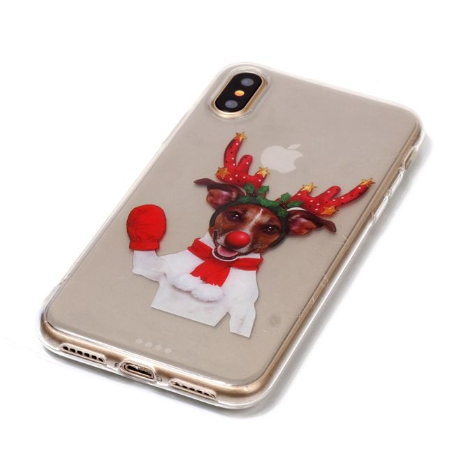 iPhone XS / X Phone Case - Plastic Case - Dog in Christmas Costume