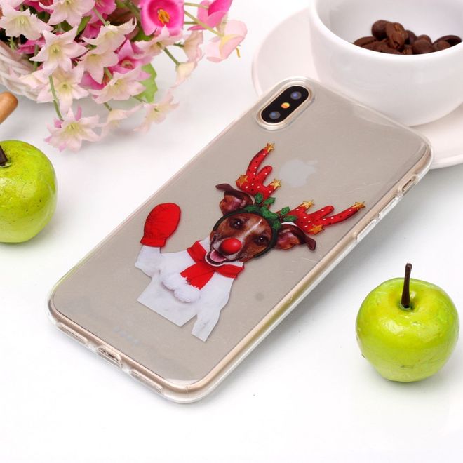 iPhone XS / X Phone Case - Plastic Case - Dog in Christmas Costume
