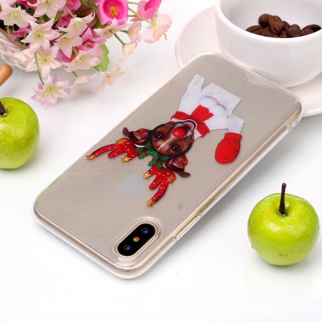 iPhone XS / X Phone Case - Plastic Case - Dog in Christmas Costume