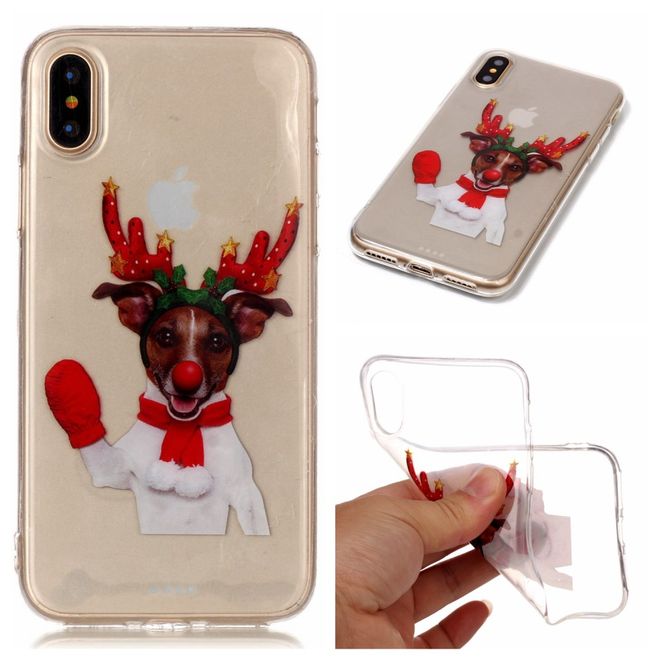 iPhone XS / X Phone Case - Plastic Case - Dog in Christmas Costume