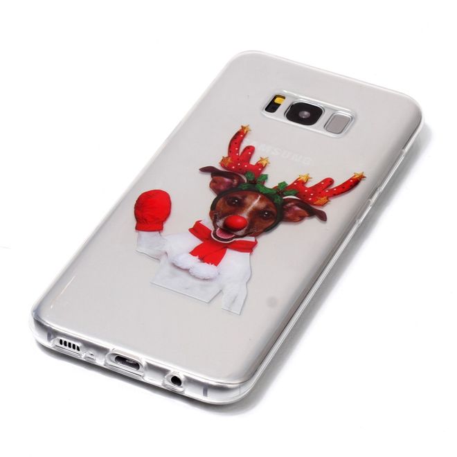 Samsung Galaxy S8 Handy Hülle - Case aus Plastik - Hund in Weihnachtskostüm