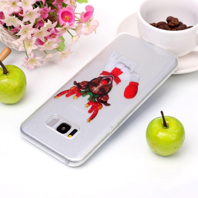 Samsung Galaxy S8 Handy Hülle - Case aus Plastik - Hund in Weihnachtskostüm