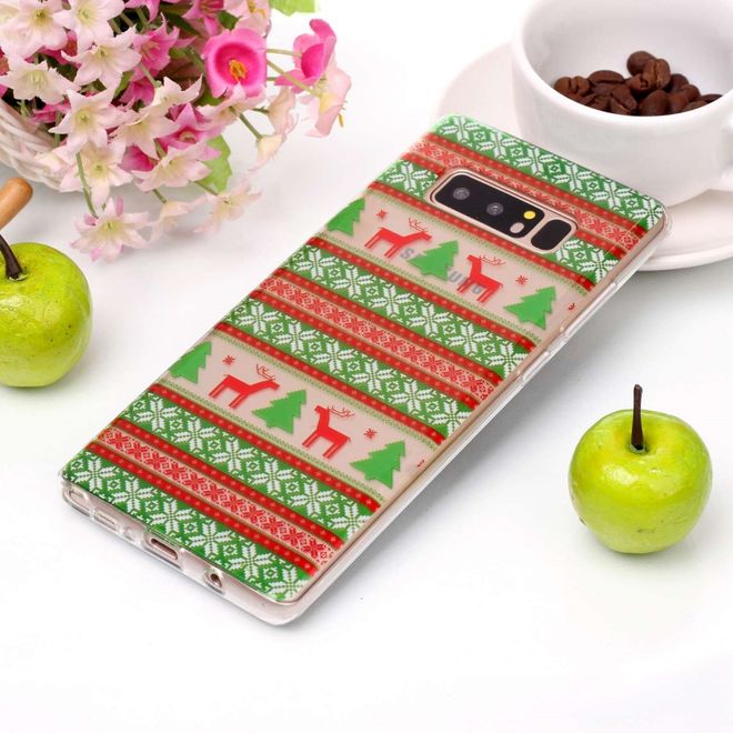 Samsung Galaxy Note 8 Handy Hülle - Case aus Plastik - Rentiere und Weihnachtsmuster