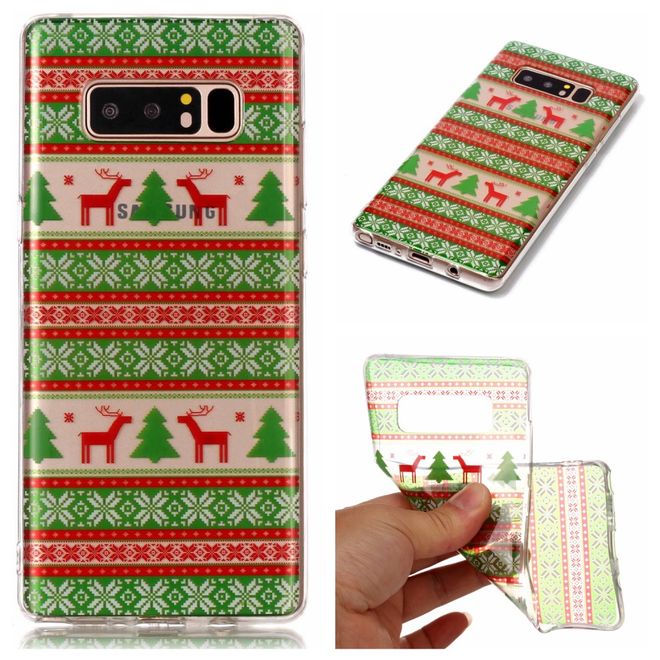 Samsung Galaxy Note 8 Handy Hülle - Case aus Plastik - Rentiere und Weihnachtsmuster