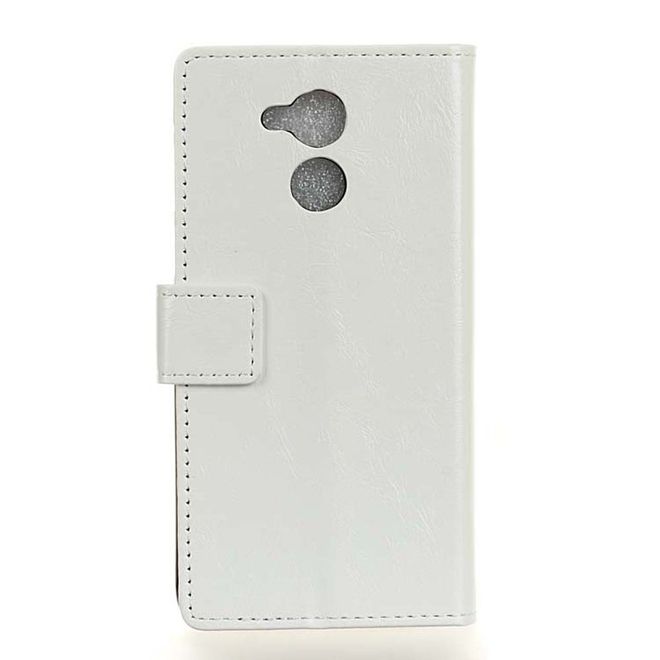 Huawei Enjoy 6S/Honor 6C Handy Hülle - Crazy Horse Leder Case - mit Standfunktion - weiss