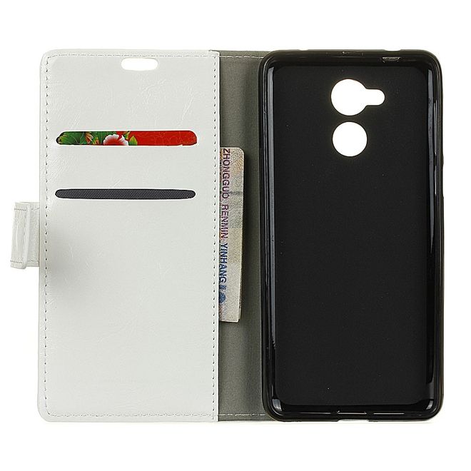 Huawei Enjoy 6S/Honor 6C Handy Hülle - Crazy Horse Leder Case - mit Standfunktion - weiss