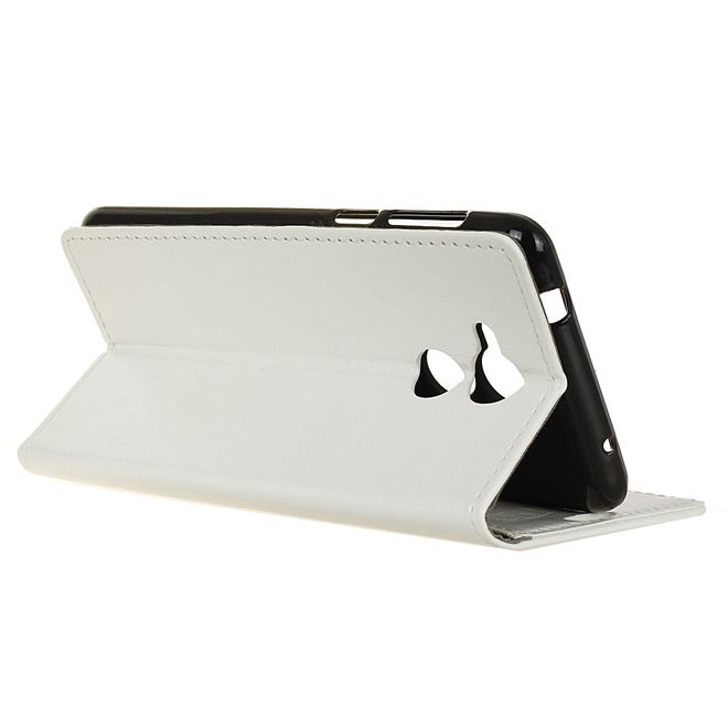 Huawei Enjoy 6S/Honor 6C Handy Hülle - Crazy Horse Leder Case - mit Standfunktion - weiss