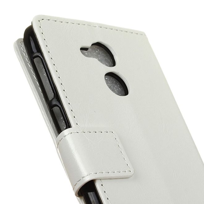 Huawei Enjoy 6S/Honor 6C Handy Hülle - Crazy Horse Leder Case - mit Standfunktion - weiss