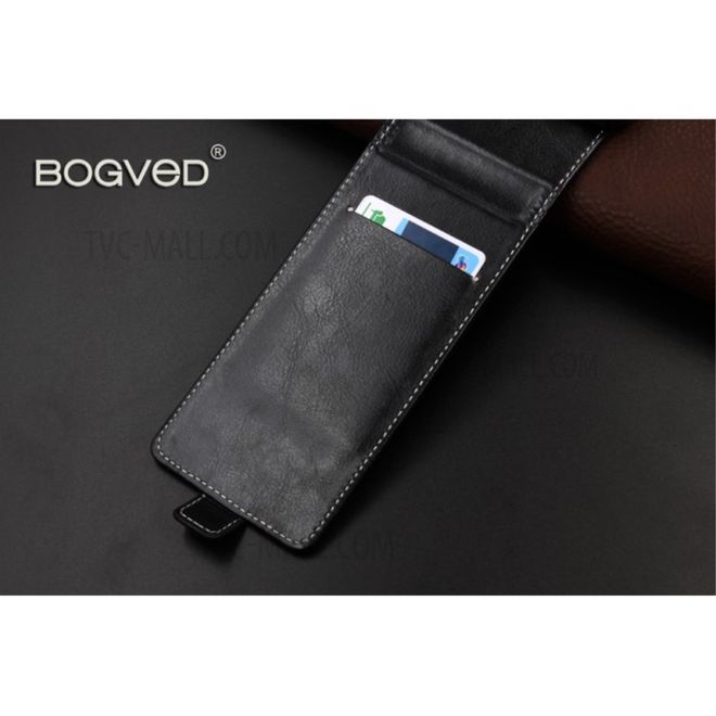 Bogved - Huawei Enjoy 6S/Honor 6C Leder Hülle - Crazy Horse Textur - mit Magnetverschluss - vertikal - schwarz