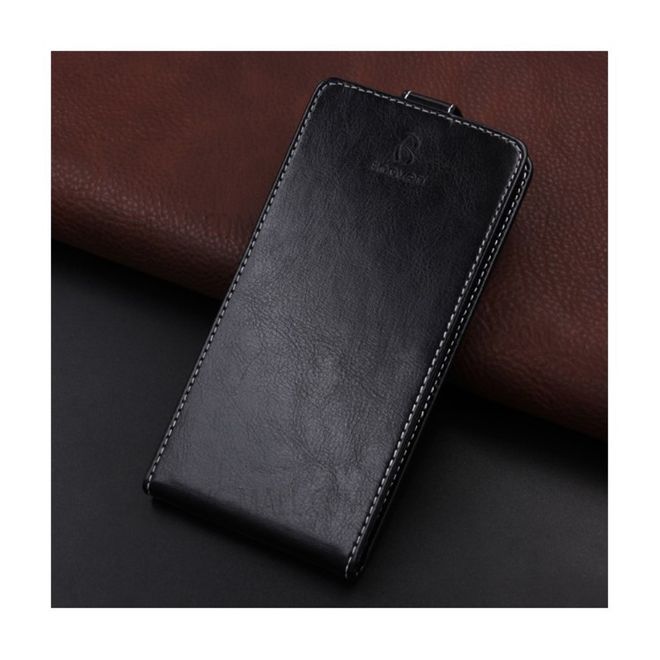 Bogved - Huawei Enjoy 6S/Honor 6C Leder Hülle - Crazy Horse Textur - mit Magnetverschluss - vertikal - schwarz