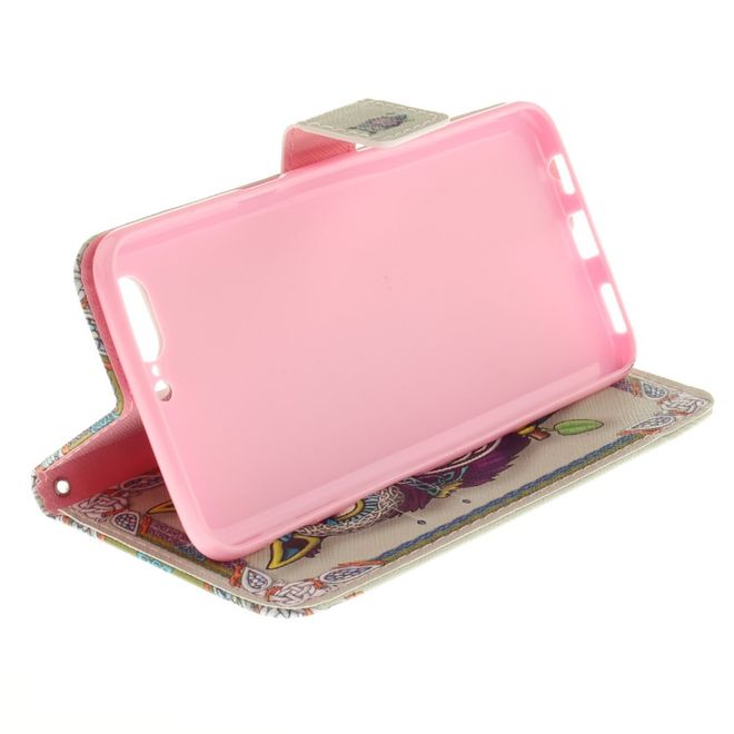 OnePlus 5 Handy Hülle - Leder Bookcase - mit Standfunktion - wunderschöne Eule