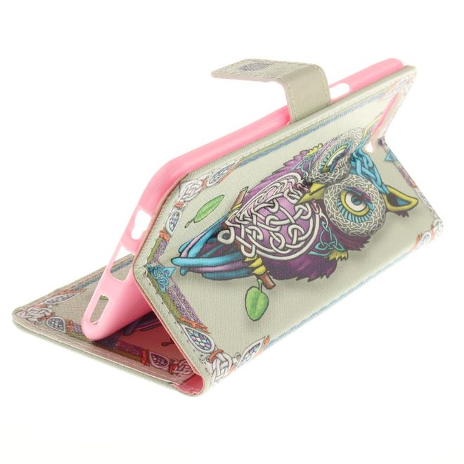 OnePlus 5 Handy Hülle - Leder Bookcase - mit Standfunktion - wunderschöne Eule