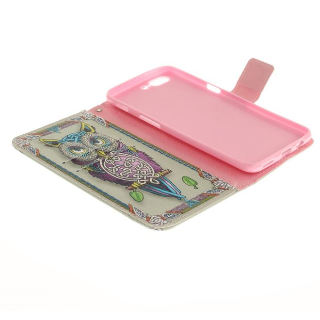 OnePlus 5 Handy Hülle - Leder Bookcase - mit Standfunktion - wunderschöne Eule