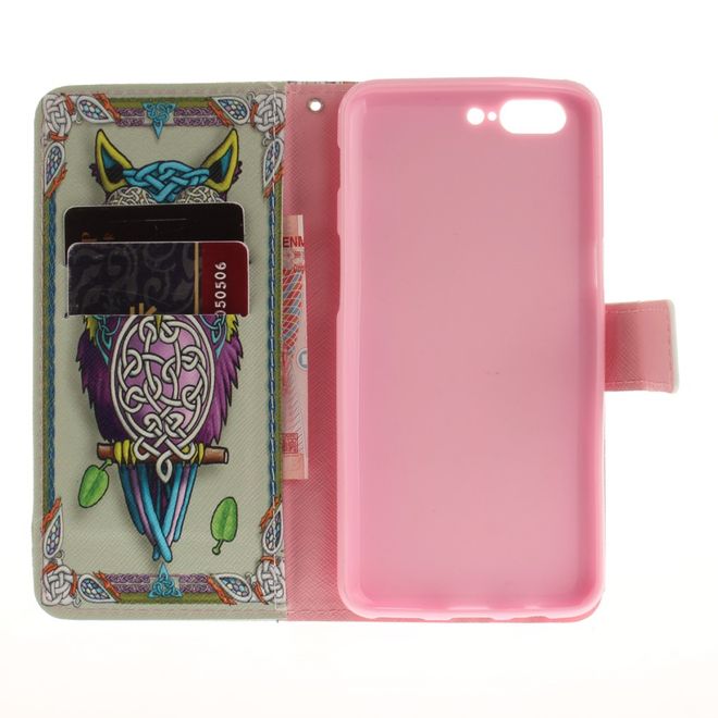 OnePlus 5 Handy Hülle - Leder Bookcase - mit Standfunktion - wunderschöne Eule