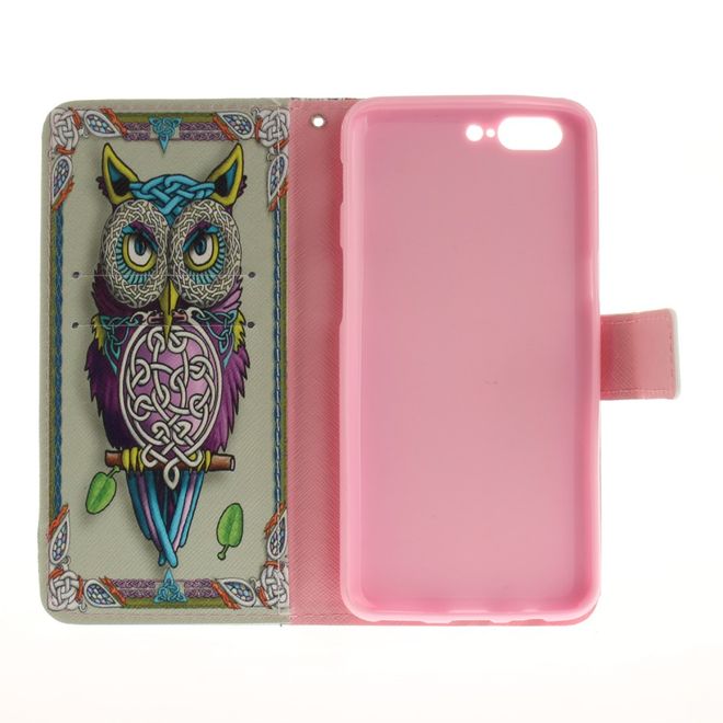 OnePlus 5 Handy Hülle - Leder Bookcase - mit Standfunktion - wunderschöne Eule