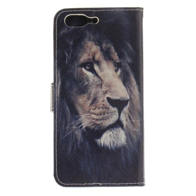 OnePlus 5 Handy Hülle - Leder Bookcase - mit Standfunktion - Löwe