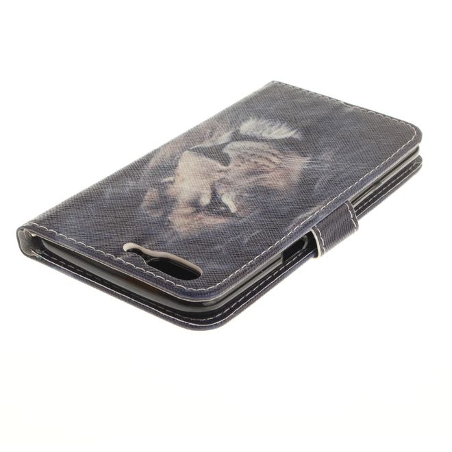 OnePlus 5 Handy Hülle - Leder Bookcase - mit Standfunktion - Löwe