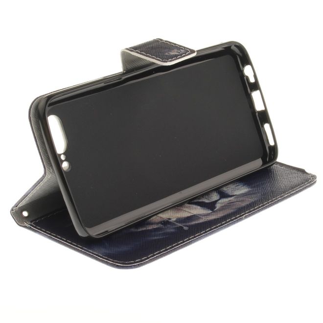 OnePlus 5 Handy Hülle - Leder Bookcase - mit Standfunktion - Löwe