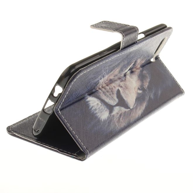 OnePlus 5 Handy Hülle - Leder Bookcase - mit Standfunktion - Löwe