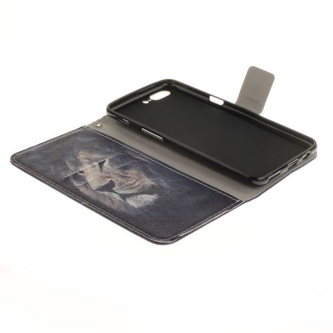 OnePlus 5 Handy Hülle - Leder Bookcase - mit Standfunktion - Löwe