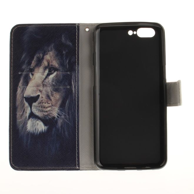 OnePlus 5 Handy Hülle - Leder Bookcase - mit Standfunktion - Löwe