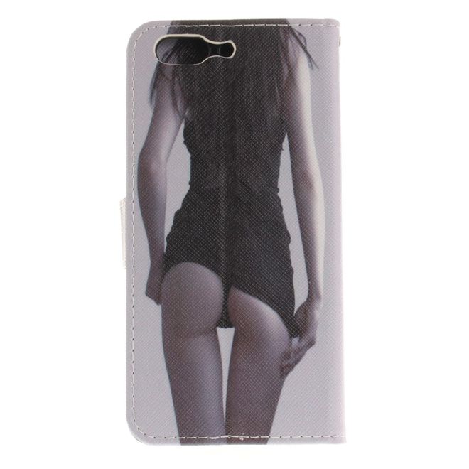 OnePlus 5 Handy Hülle - Leder Bookcase - mit Standfunktion - heisses Girl