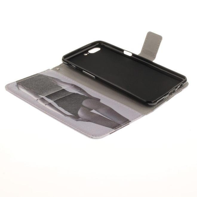 OnePlus 5 Handy Hülle - Leder Bookcase - mit Standfunktion - heisses Girl