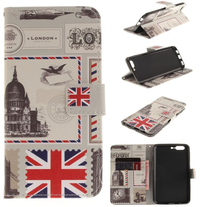 OnePlus 5 Handy Hülle - Leder Bookcase - mit Standfunktion - London Sujets