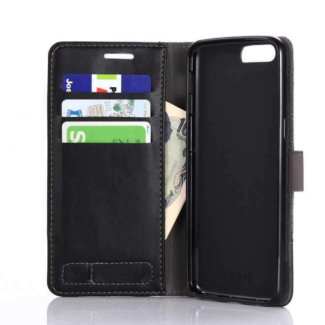 Muxma - OnePlus 5 Handy Hülle - zweifarbiges Bookcover - mit Standfunktion - schwarz