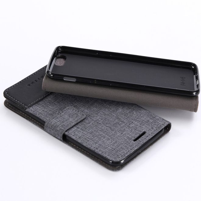 Muxma - OnePlus 5 Handy Hülle - zweifarbiges Bookcover - mit Standfunktion - schwarz