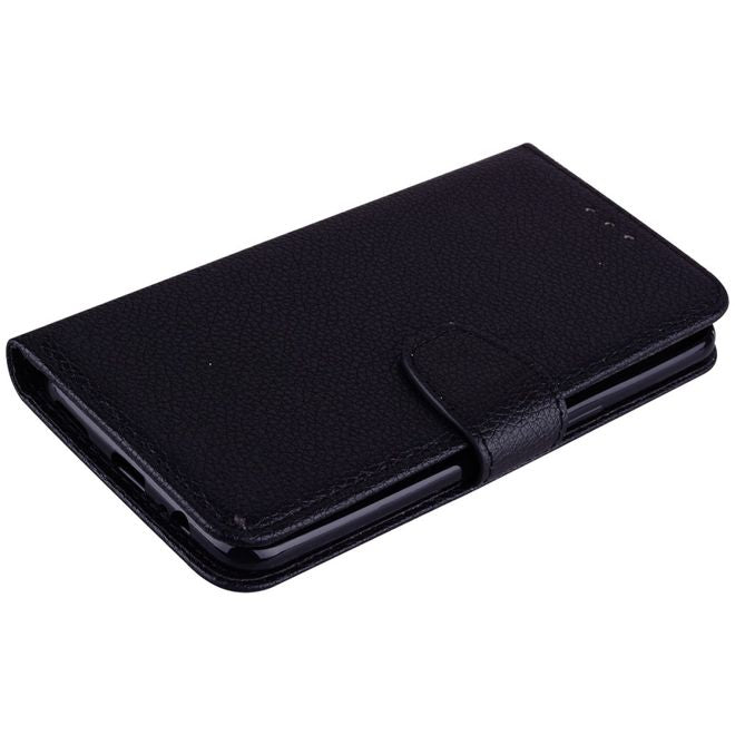 OnePlus 5 Handy Cover - Hülle aus Leder - mit Standfunktion und Litchitextur - schwarz