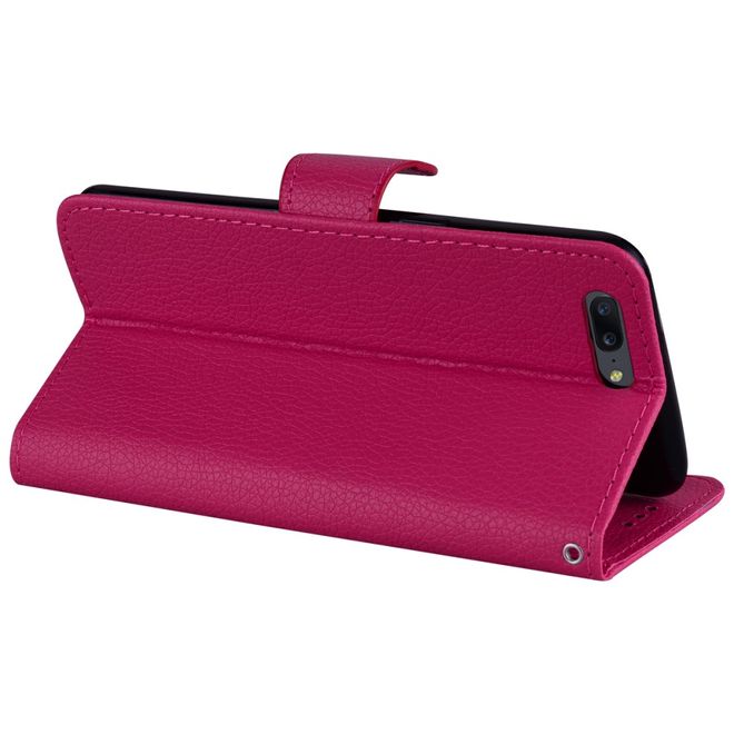 OnePlus 5 Handy Cover - Hülle aus Leder - mit Standfunktion und Litchitextur - rosa