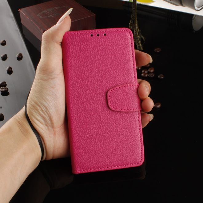 OnePlus 5 Handy Cover - Hülle aus Leder - mit Standfunktion und Litchitextur - rosa