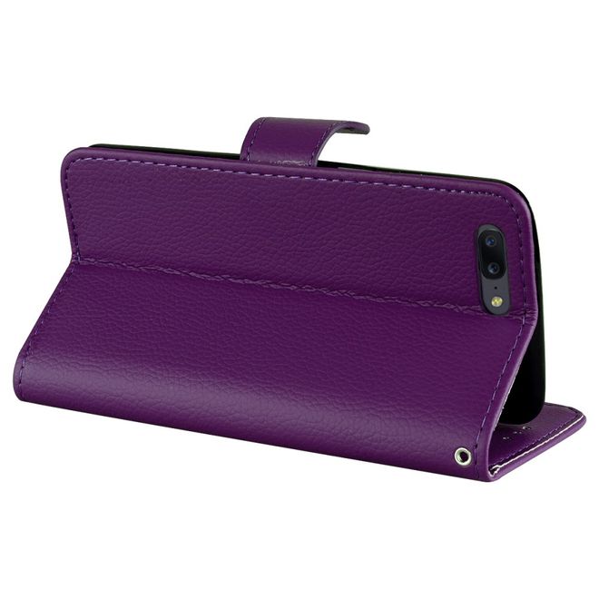 OnePlus 5 Handy Cover - Hülle aus Leder - mit Standfunktion und Litchitextur - purpur