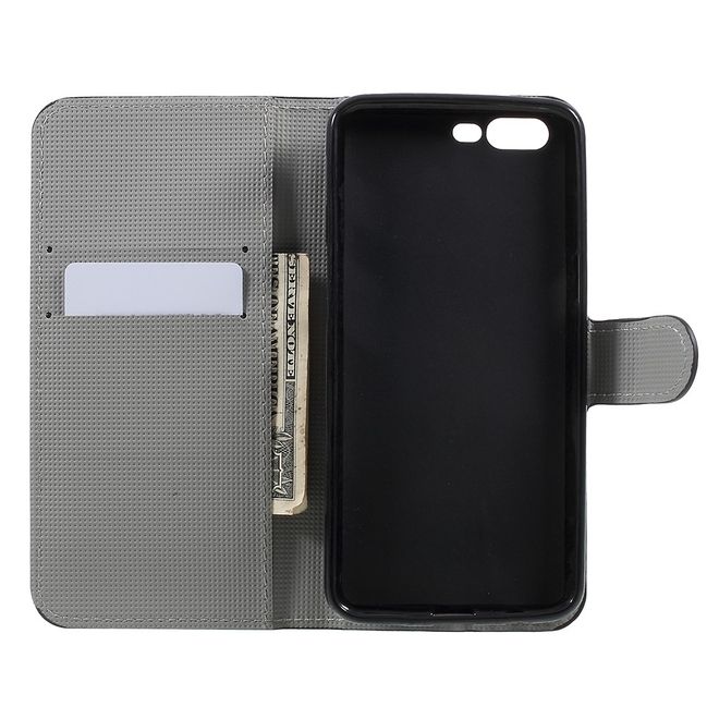 OnePlus 5 Handyhülle - Cover aus Leder - mit Standfunktion - wunderschöner, blauer Schmetterling