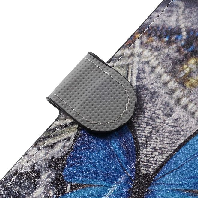 OnePlus 5 Handyhülle - Cover aus Leder - mit Standfunktion - wunderschöner, blauer Schmetterling