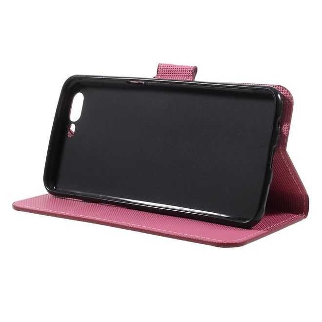 OnePlus 5 Handyhülle - Cover aus Leder - mit Standfunktion - rosa Blumen