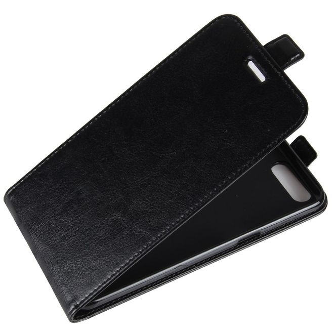 OnePlus 5 Handy Case - Crazy Horse Leder Hülle - vertikal - mit Visitenkartenfach - schwarz