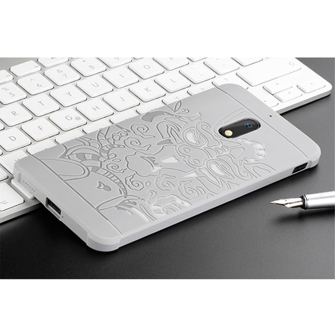 Nokia 3 Handy Hülle - robustes TPU Softcase - Drache - weiss