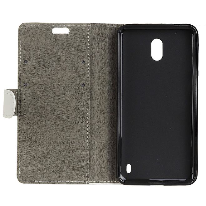 Nokia 2 Handyhülle - Case aus Leder - mit Magnetverschluss und Standfunktion - weiss