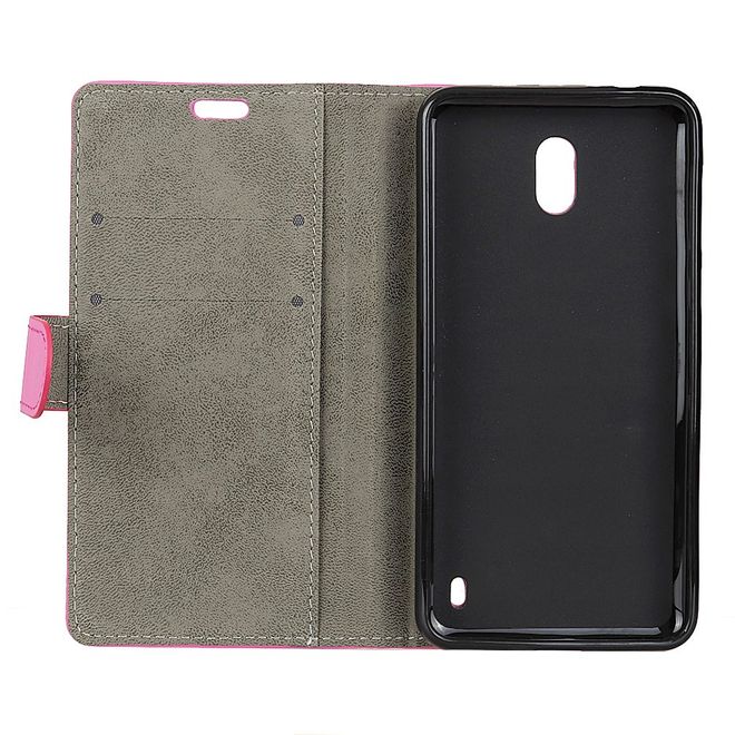 Nokia 2 Handyhülle - Case aus Leder - mit Magnetverschluss und Standfunktion - rosa