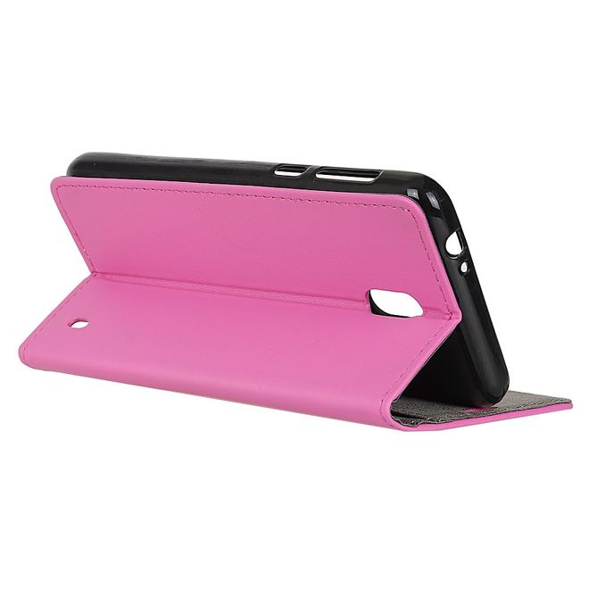 Nokia 2 Handyhülle - Case aus Leder - mit Magnetverschluss und Standfunktion - rosa