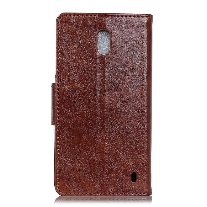 Nokia 2 Handy Case - Hülle aus echtem Spaltleder - mit Standfunktion - braun