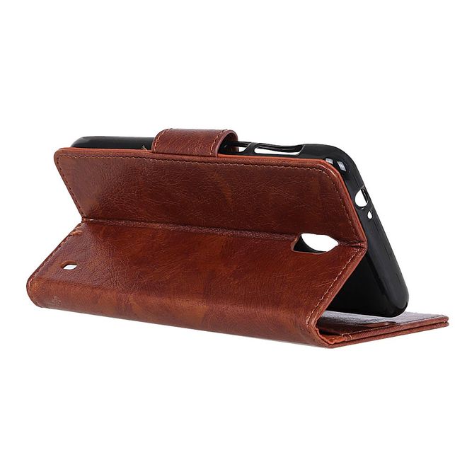Nokia 2 Handy Case - Hülle aus echtem Spaltleder - mit Standfunktion - braun