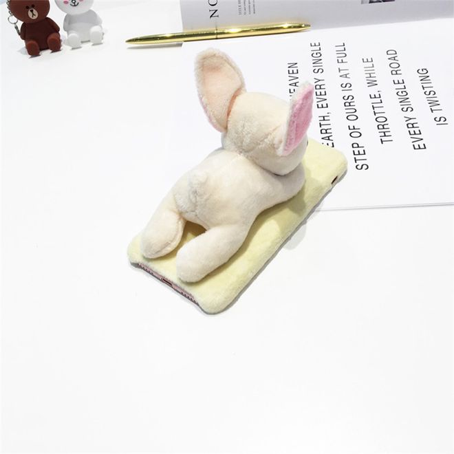 iPhone SE (2022) / SE (2020) / 8 / 7 Phone Case - TPU Softcase - with cute 3D plush toy - Chihuahua - beige