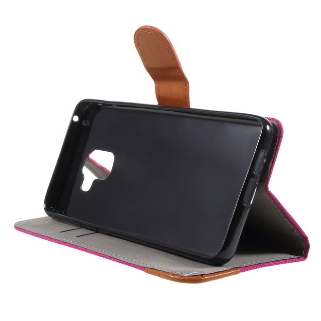 Samsung Galaxy A8+ (2018) Handyhülle - Bookcover - mit Visitenkartenfach - rosa